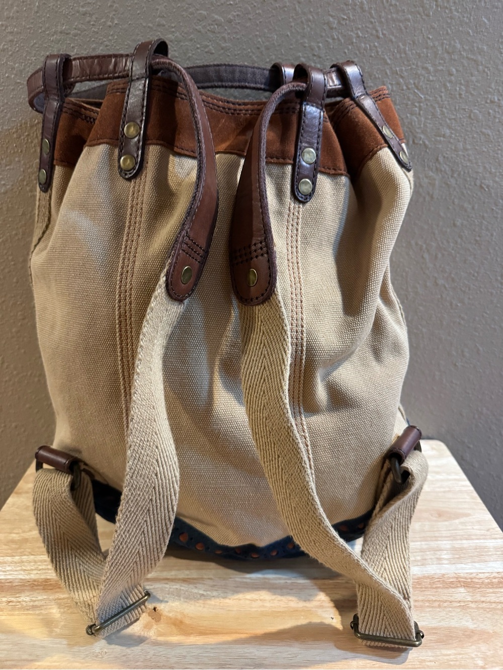 Lucky Brand Canvas and Leather Backpack - Picture 2 of 13